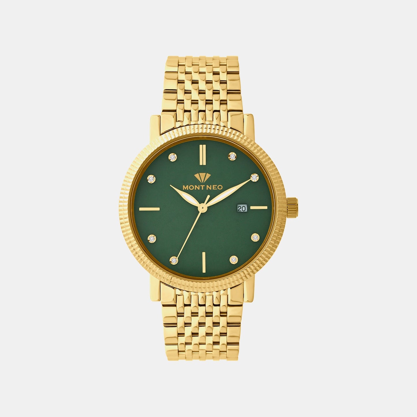 Men Quartz Green Dial Analog Stainless Steel Watch 8506E-M2214
