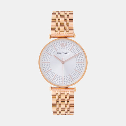 Women Quartz Silver Dial Analog Metal Watch 9001T-M3303