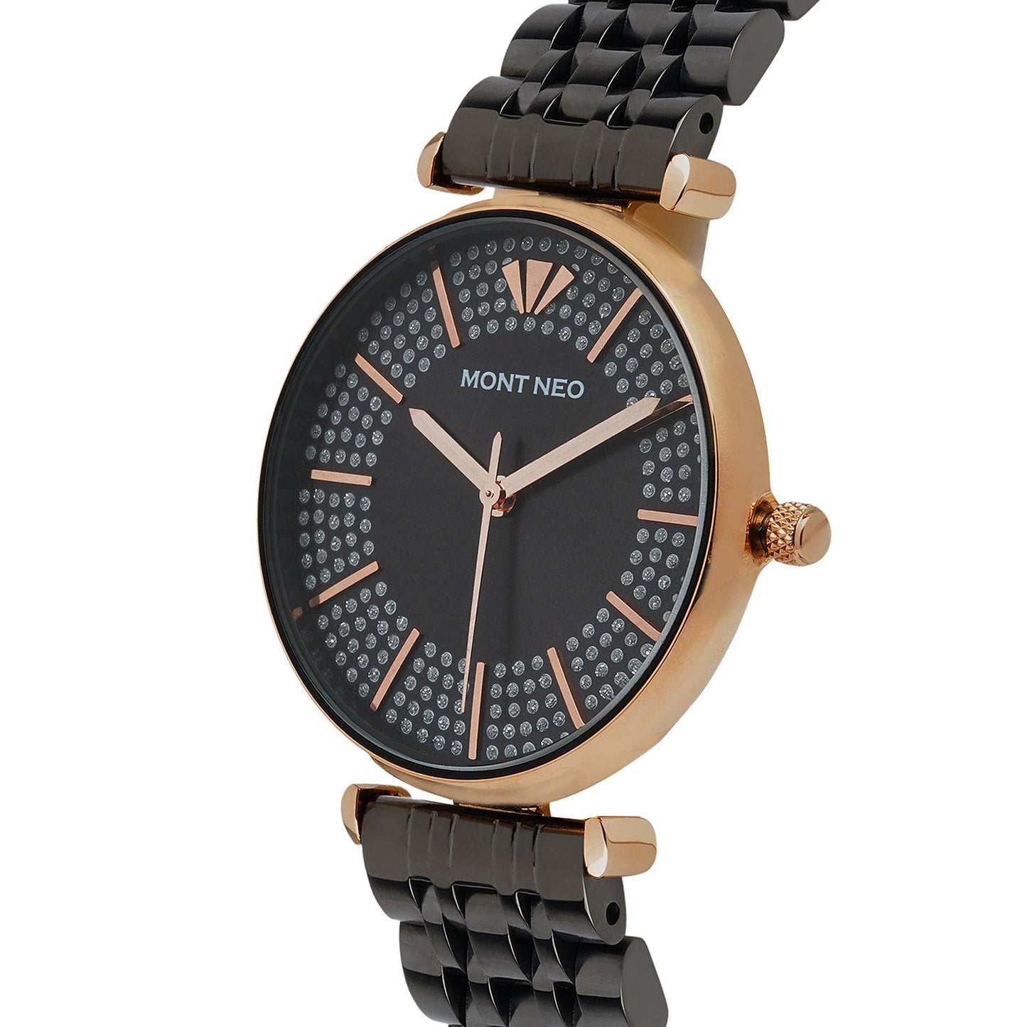 Women Quartz Black Dial Analog Stainless Steel Watch 9001T-M4404