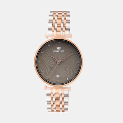 Women Quartz Grey Dial Analog Metal Watch 9010E-M1315