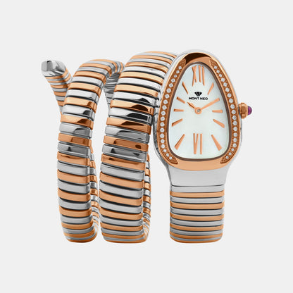Women Quartz White Dial Analog Stainless Steel Watch 9011B-M1301
