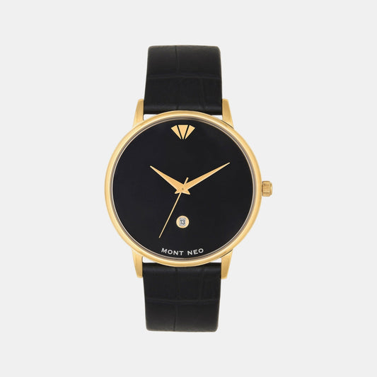 Men Quartz Black Dial Analog Leather Watch G1034E-L2204