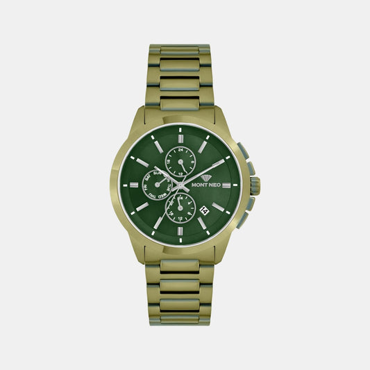 Men Quartz Green Dial Analog Stainless Steel Watch G1051M-M101014