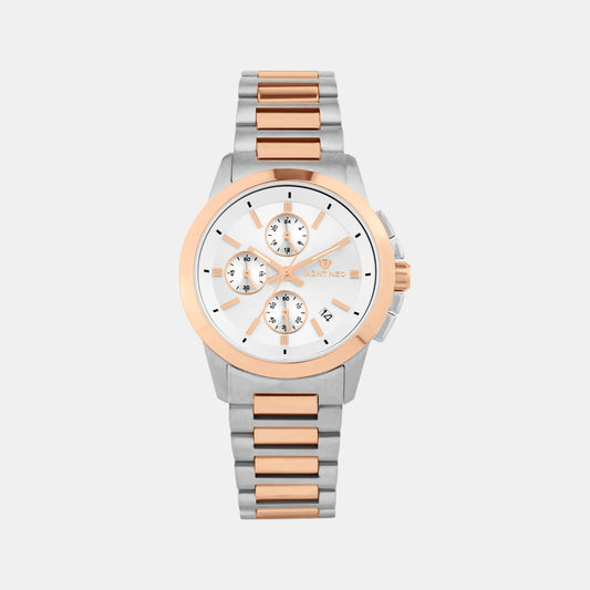 Men Quartz Silver Dial Analog Stainless Steel Watch G1051M-M1303