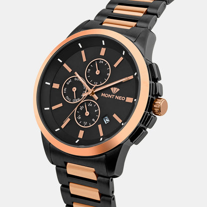 Men Quartz Black Dial Chronograph Metal Watch 1051M-M4304