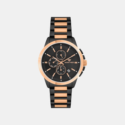Men Quartz Black Dial Chronograph Metal Watch 1051M-M4304