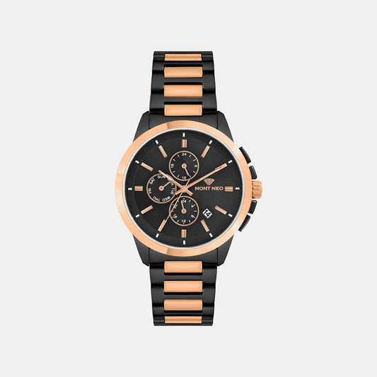 Men Quartz Black Dial Chronograph Metal Watch 1051M-M4304