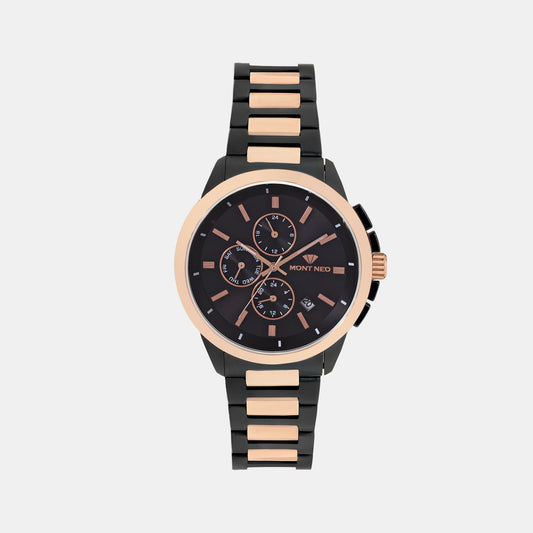 Men Quartz Black Dial Multi-Function Metal Watch G1051M-M4304