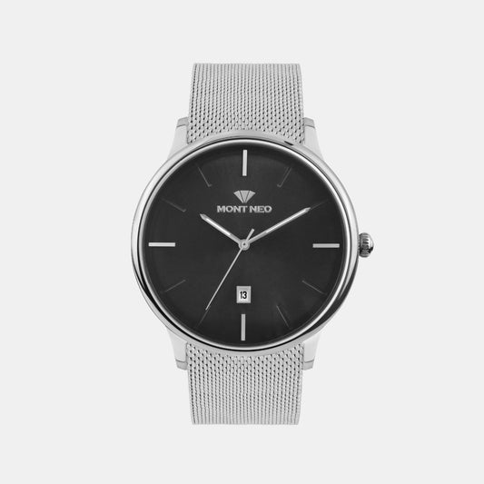 Men Quartz Black Dial Analog Mesh Watch G1052E-B1104