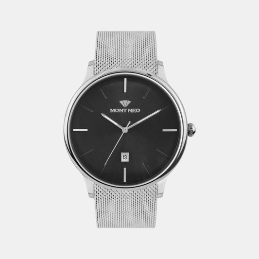 Men Quartz Black Dial Analog Stainless Steel Watch G1052E-B1104