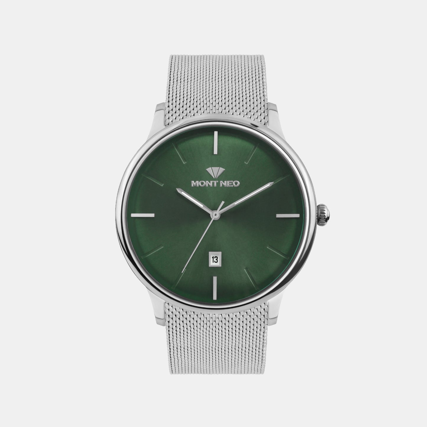 Men Quartz Green Dial Analog Mesh Watch G1052E-B1114