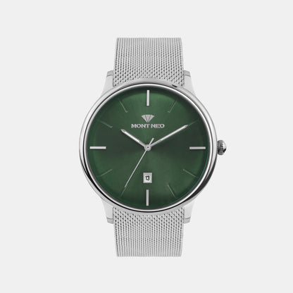 Men Quartz Green Dial Analog Mesh Watch G1052E-B1114
