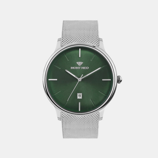 Men Quartz Green Dial Analog Mesh Watch G1052E-B1114