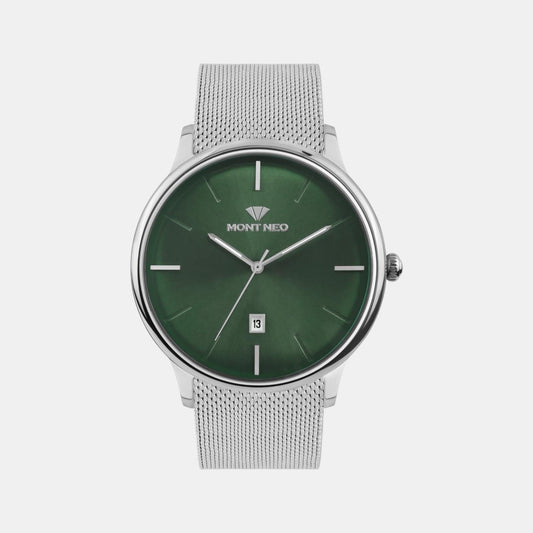 Men Quartz Green Dial Analog Stainless Steel Watch G1052E-B1114