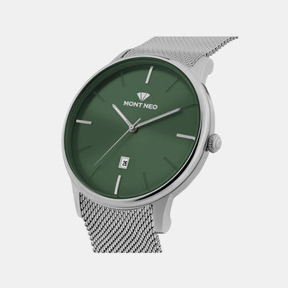 Men Quartz Green Dial Analog Mesh Watch G1052E-B1114