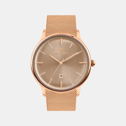 Men Quartz Rose Gold Dial Analog Stainless Steel Watch G1052E-B3307