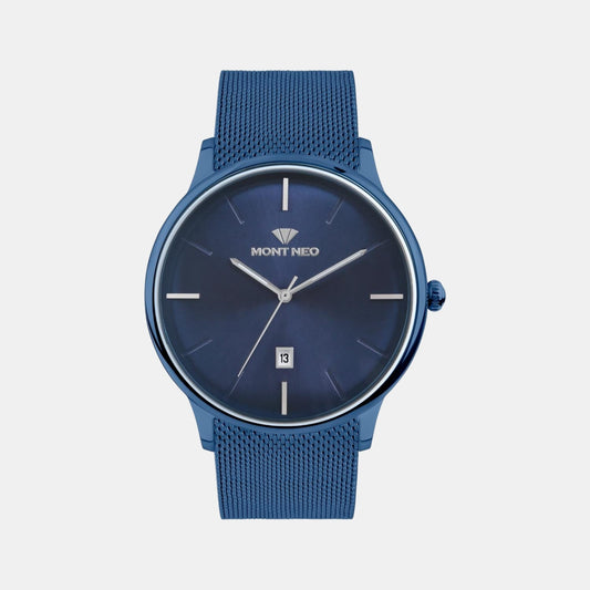 Men Quartz Blue Dial Analog Stainless Steel Watch G1052E-B5505
