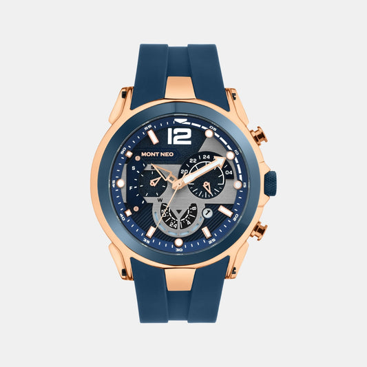 Men Quartz Blue Dial Chronograph Silicone Watch G1059C-P3505