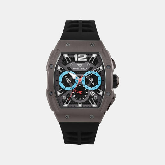 Men Quartz Black Dial Multi-Function Silicone Watch G1061C-P8804