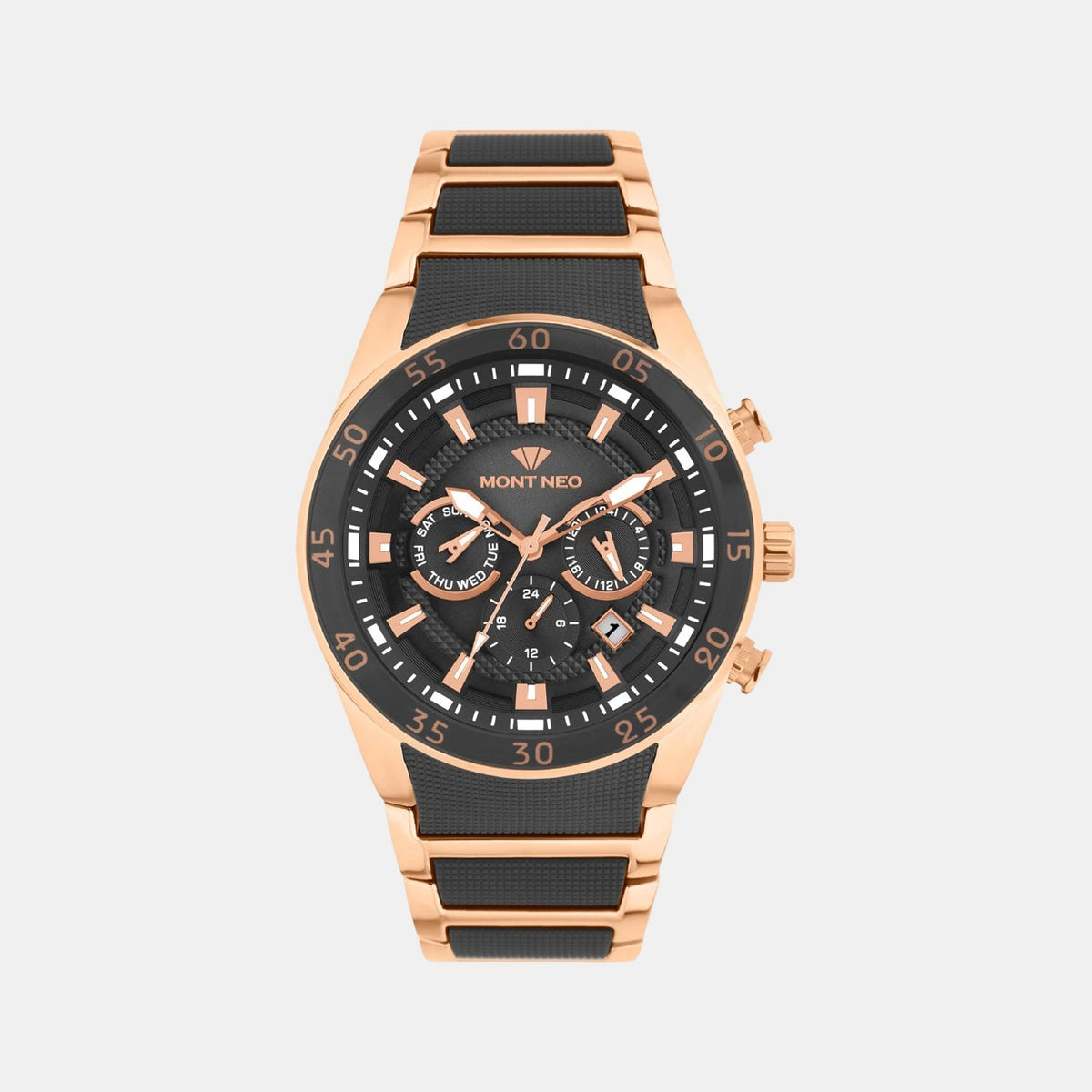 Men Quartz Black Dial Multi-Function Metal Watch G1062M-M3404