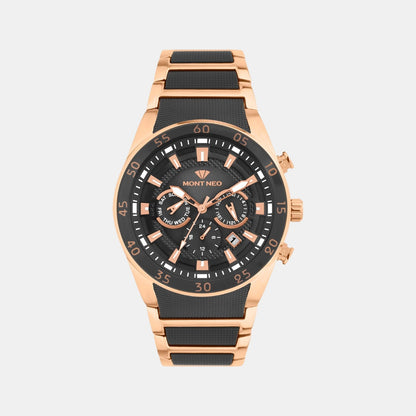 Men Quartz Black Dial Multi-Function Metal Watch G1062M-M3404
