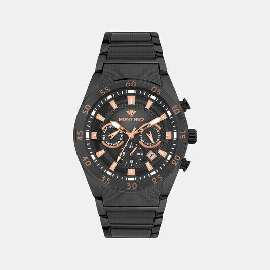 Men Quartz Black Dial Multi-Function Metal Watch G1062M-M4404