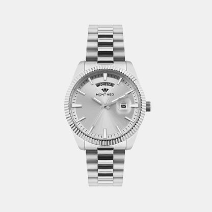 Men Quartz Silver Dial Analog Stainless Steel Watch G3505D-M1103