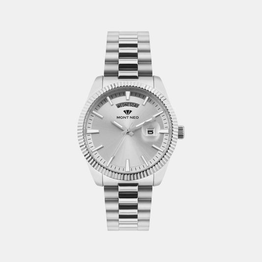 Men Quartz Silver Dial Analog Stainless Steel Watch G3505D-M1103