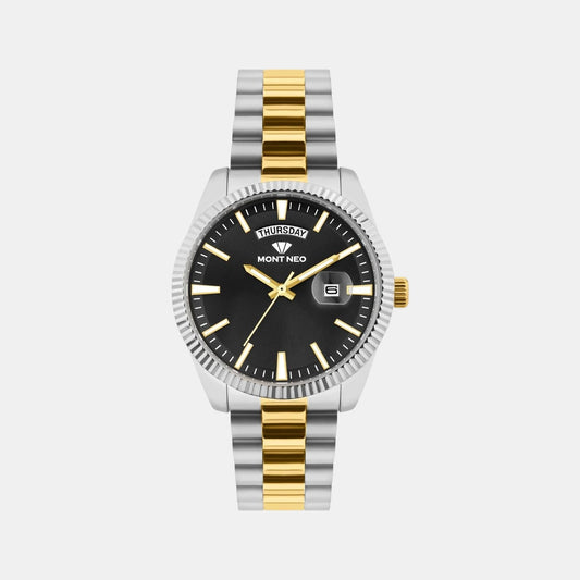 Men Quartz Black Dial Analog Stainless Steel Watch G3505D-M1204