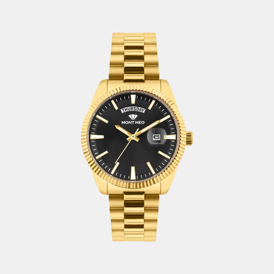 Men Quartz Black Dial Analog Stainless Steel Watch G3505D-M2204