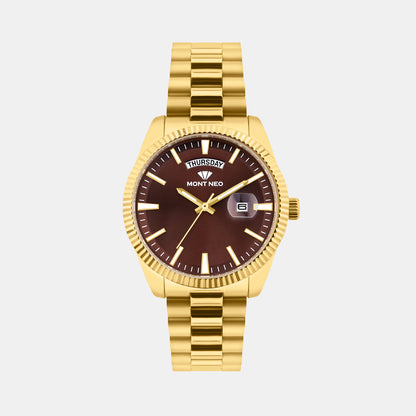 Men Quartz Red Dial Analog Stainless Steel Watch G3505D-M2212