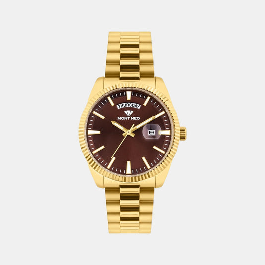 Men Quartz Red Dial Analog Stainless Steel Watch G3505D-M2212