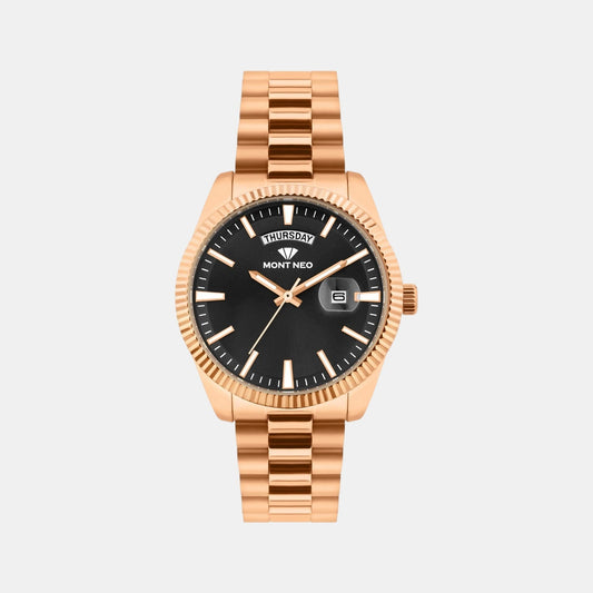 Men Quartz Black Dial Analog Stainless Steel Watch G3505D-M3304