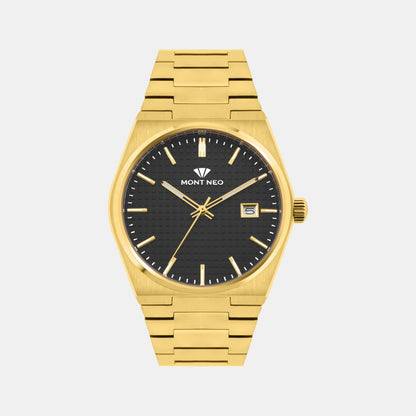Men Quartz Black Dial Analog Metal Watch 3509E-M2204