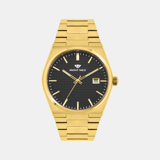 Men Quartz Black Dial Analog Metal Watch 3509E-M2204