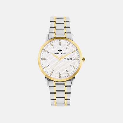 Men Quartz Silver Dial Analog Metal Watch G8505D-M1203
