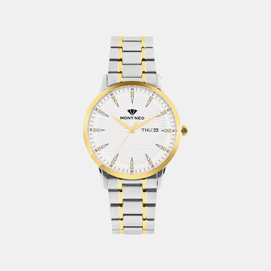 Men Quartz Silver Dial Analog Metal Watch G8505D-M1203