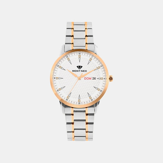 Men Quartz Silver Dial Analog Metal Watch G8505D-M1303