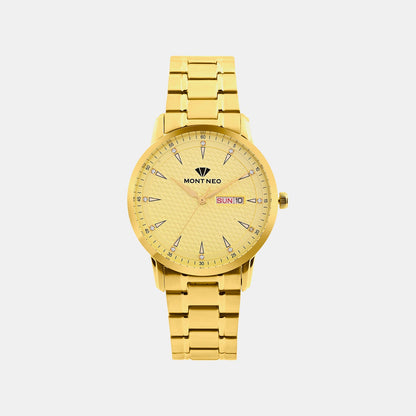 Men Quartz Gold Dial Analog Metal Watch G8505D-M2209