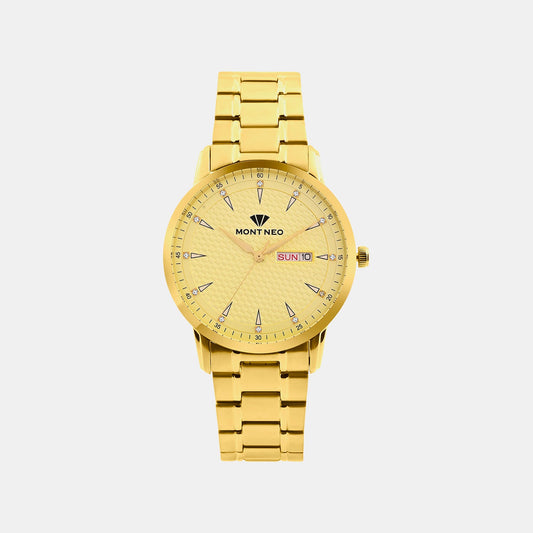 Men Quartz Gold Dial Analog Metal Watch G8505D-M2209