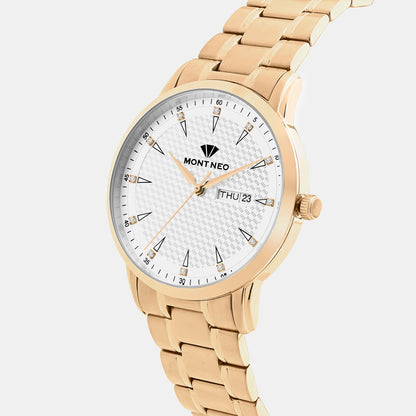 Men Quartz Silver Dial Analog Metal Watch G8505D-M3303