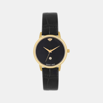 Women Quartz Black Dial Analog Leather Watch L1034E-L2204