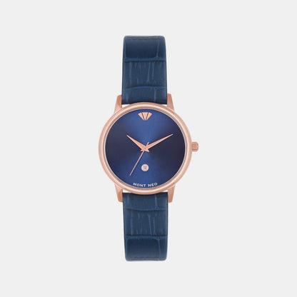Women Quartz Blue Dial Analog Leather Watch L1034E-L3305