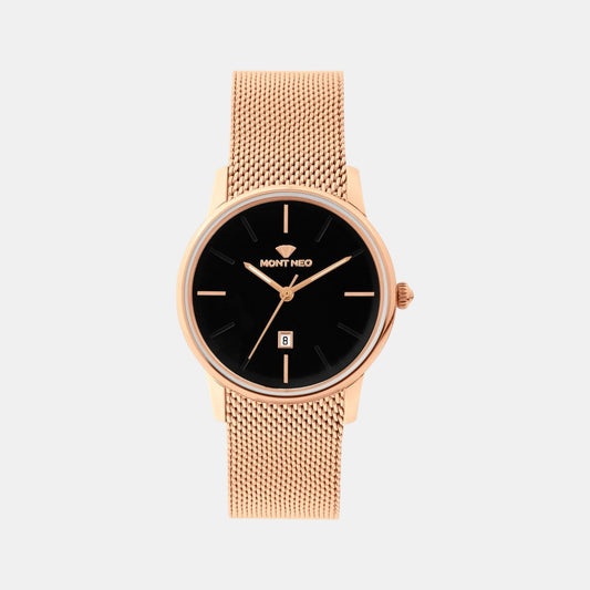 Women Quartz Black Dial Analog Mesh Watch L1052E-B3304