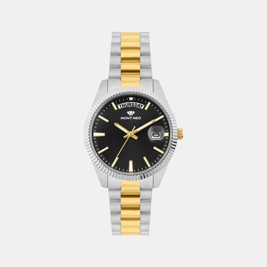 Women Quartz Black Dial Analog Stainless Steel Watch L3505D-M1204