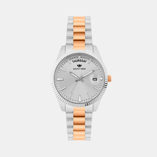 Women Quartz Silver Dial Analog Stainless Steel Watch L3505D-M1303