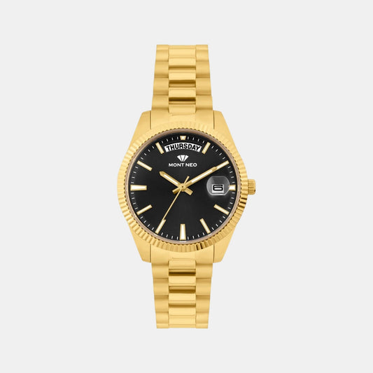 Women Quartz Black Dial Analog Stainless Steel Watch L3505D-M2204