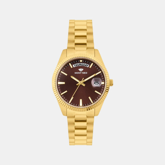 Women Quartz Red Dial Analog Stainless Steel Watch L3505D-M2212