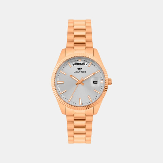 Women Quartz Silver Dial Analog Stainless Steel Watch L3505D-M3303