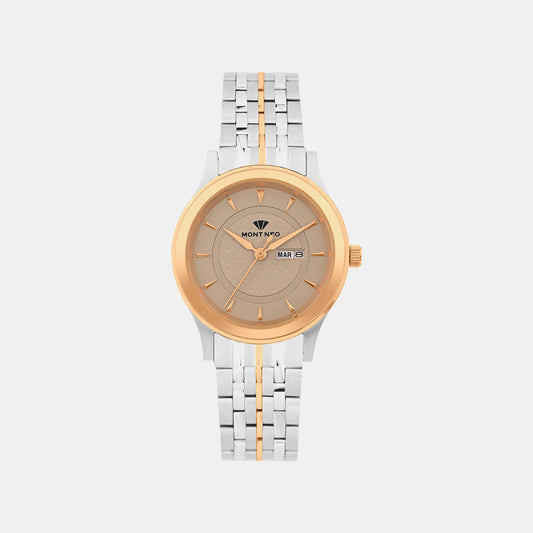 Women Quartz Brown Dial Analog Metal Watch L8500D-M1315